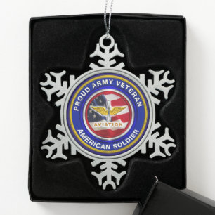 Kerst van de veteranenveteraan tin sneeuwvlok ornament