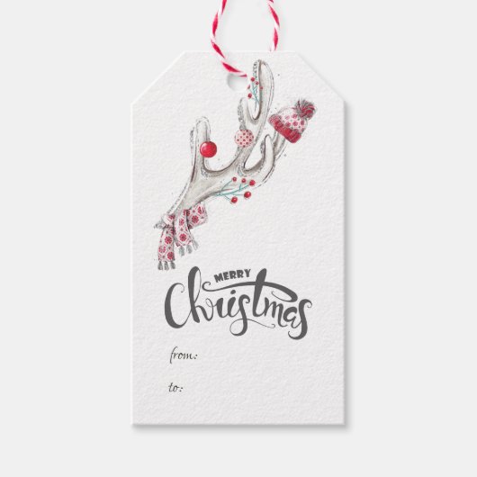 Kerst van de winterfeestdag in Cute waterverf Cadeaulabel (Voorkant)
