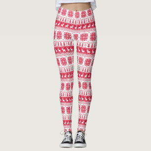 Kerst van de witte en rode kerst leggings