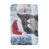 Kerst van de zwarte en witte kat badmat (Voorkant Verticaal)