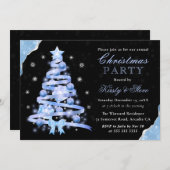 Kerst van Elegant Light Blue Ribbon Tree Kaart (Voorkant / Achterkant)