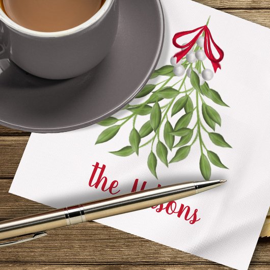 Kerst van feestdag rode bessen botanische groen servet