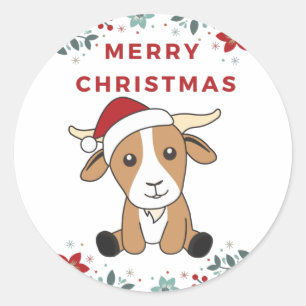 Kerst van geiten Winterdieren: Klassieke ronde Ronde Sticker