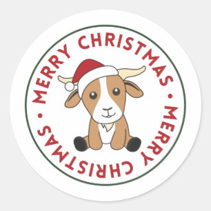 Kerst van geiten Winterdieren: Klassieke ronde Ronde Sticker
