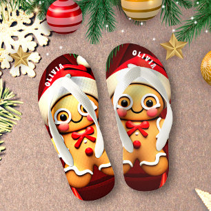 Kerst van Gingerbrood Man op maat Kinder Teenslippers