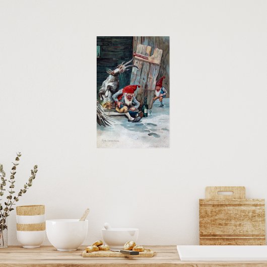  kerst van gnomen en geit poster (Keuken)