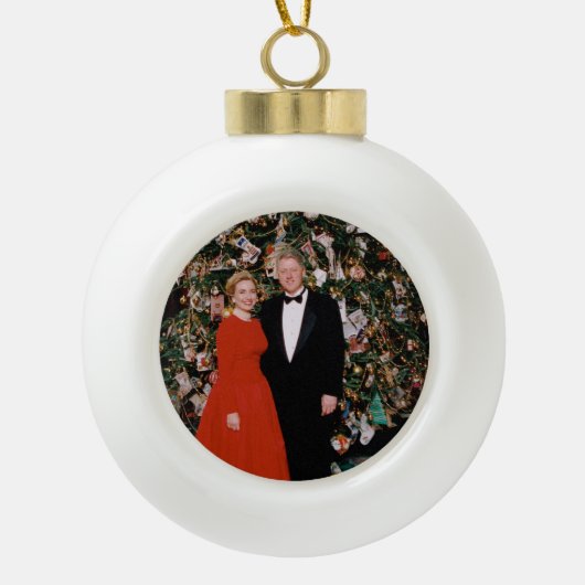 Kerst van het Amerikaanse President Bill Clinton & Keramische Bal Ornament (Voorkant)