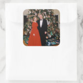 Kerst van het Amerikaanse President Bill Clinton & Vierkante Sticker (Tas)