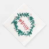 Kerst van het Merry Wreath Berry Red Script Servet (Hoek)