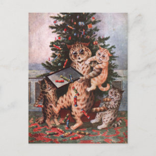 Kerst van katten door Louis Wain Briefkaart
