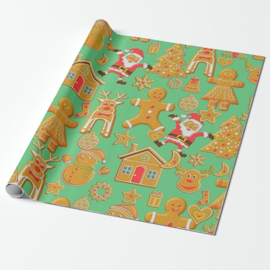 Kerst van koekjes cadeaupapier (Uitgerold)