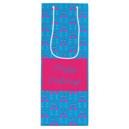 Kerst van Lesbian Flamingos Flamingo Belles Wijn Cadeautas (Voorkant)