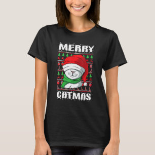 Kerst van Merry Catmas Ugly Xmas Cat 1 T-shirt