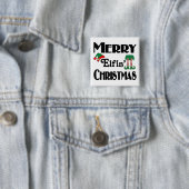 Kerst van Merry Elfin Vierkante Button 5,1 Cm (In situ)
