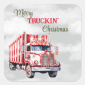 Kerst van Merry Truckin Vierkante Sticker (Voorkant)