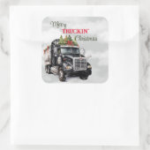 Kerst van Merry Truckin Vierkante Sticker (Tas)