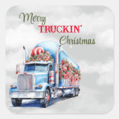 Kerst van Merry Truckin Vierkante Sticker (Voorkant)