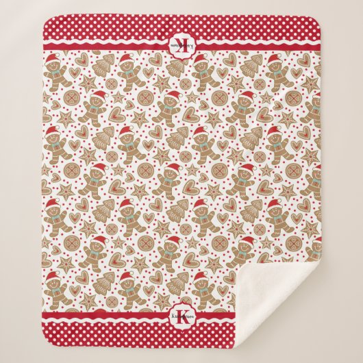 Kerst van Monogram Gingerbrood Sherpa Deken (Voorkant)