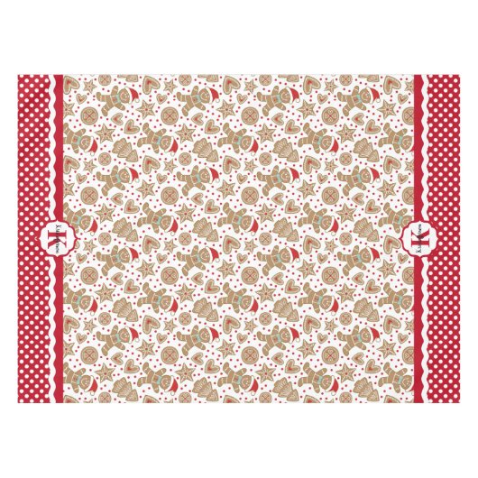 Kerst van Monogram Gingerbrood Tafelkleed (Voorkant (Horizontaal))