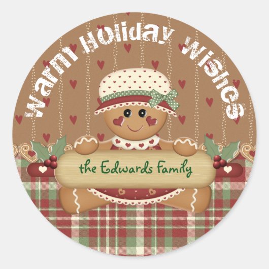 Kerst van ontbijtkoek ronde sticker (Voorkant)