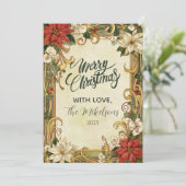 kerst van Poinsettia Feestdagenkaart (Staand voorkant)