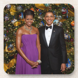 Kerst van President Barack Obama en Michelle Bier Onderzetter