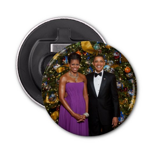 Kerst van President Barack Obama en Michelle Button Flesopener (Voorkant)