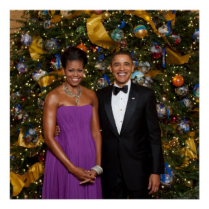 Kerst van President Barack Obama en Michelle Perfect Poster