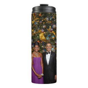 Kerst van President Barack Obama en Michelle Thermosbeker