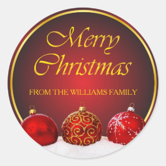 Kerst van Red & Gold Holly Baubles Ronde Sticker