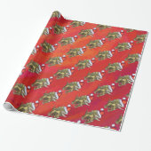 Kerst van Triceratops op rood Cadeaupapier (Uitgerold)