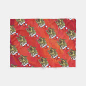 Kerst van Triceratops op rood Fleece Deken (Voorkant (Horizontaal))