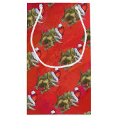 Kerst van Triceratops op rood Klein Cadeauzakje (Achterkant)