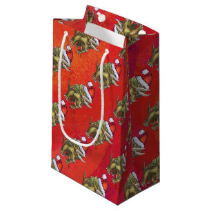Kerst van Triceratops op rood Klein Cadeauzakje