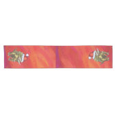 Kerst van Triceratops op rood Korte Tafelloper (Horizontaal)