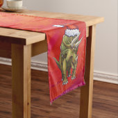 Kerst van Triceratops op rood Korte Tafelloper (Voorbeeld)