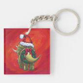 Kerst van Triceratops op rood Sleutelhanger (Achterkant)