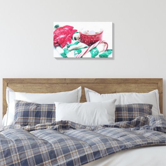 Kerst van warme chocolade en snoepsuikerriet canvas afdruk (Insitu (Slaapkamer))