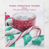 Kerst van warme chocolade en snoepsuikerriet wijn etiket (Enkel label)