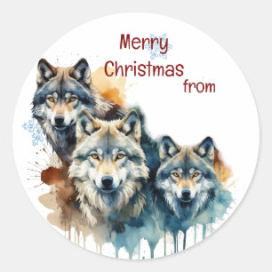 Kerst van Wolf Family Customize Ronde Sticker