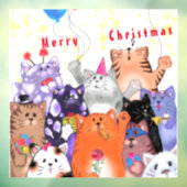 Kerst Venster Cling met Happy Cats Party Raamsticker (Vel 3)