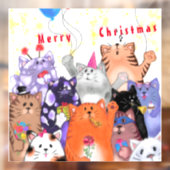 Kerst Venster Cling met Happy Cats Party Raamsticker (Vel 2)