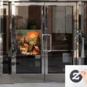 Kerst  venster Cling Raamsticker (Kantoordeur)