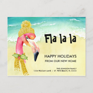 Kerst Verhuisfeest Flamingo Nieuw Thuis Aankondigingskaart