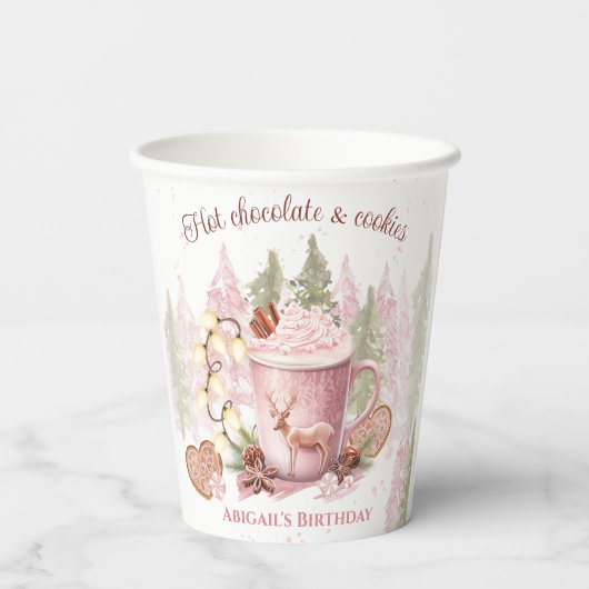 Kerst Verjaardag Hot Chocolate Mok Papier Cups Papieren Bekers (Achterkant)