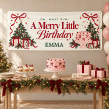 Kerst Verjaardag Roze Cake Boog Feest Banner