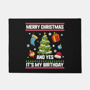 Kerst Verjaardag Shirt, Vrolijk kerstfeest en ja Deurmat