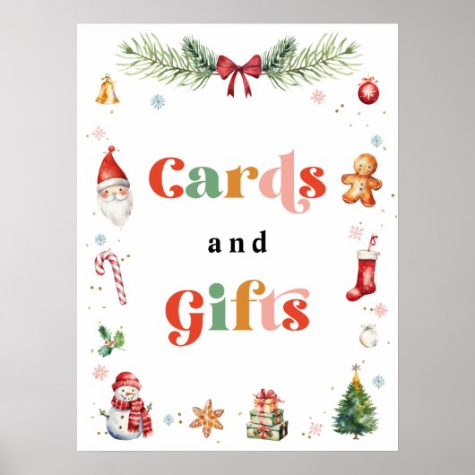 Kerst verjaardagsfeestje Kaarten en geschenken Poster (Voorkant)