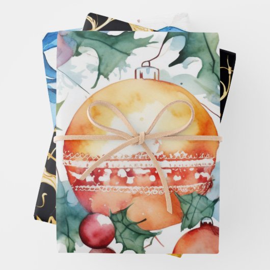 Kerst Verpakking Papier Flat Sheet Set van 3 Inpakpapier Vel (In situ)