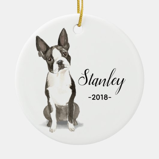 Kerst-versiering Boston Terrier Keramisch Ornament (Voorkant)